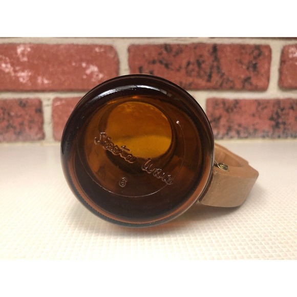 Siesta Ware Beer Mug New York City Souvenir Amber Glass Wooden Handle Landmarks - Picture 6 of 6